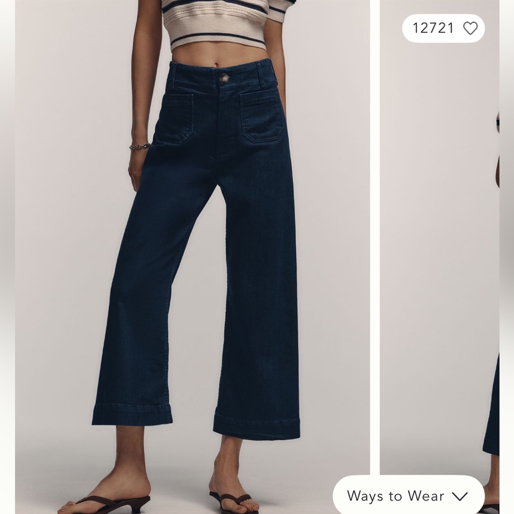 Maeve The Colette Cropped High Rise Wide Leg Jeans size 30 dark wash